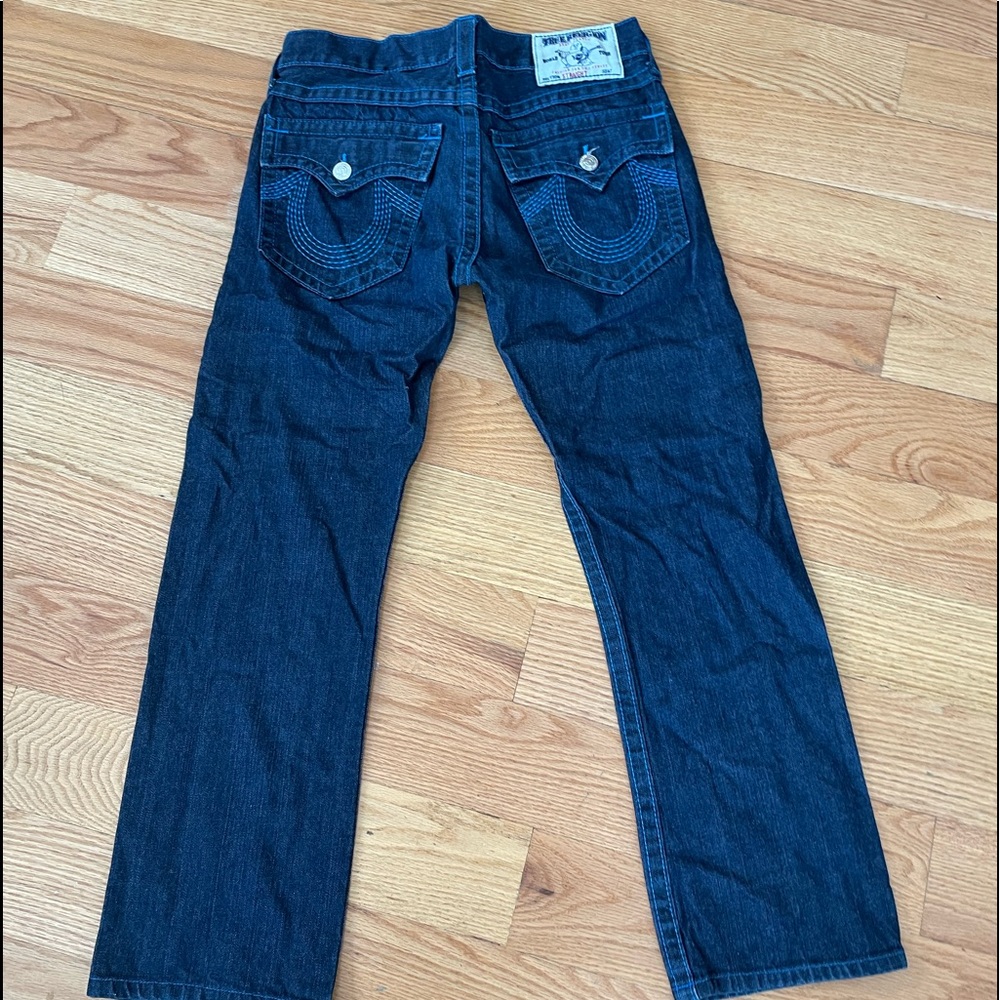 Mint Condition True Religion dark indigo rinse wash and back pocket flaps